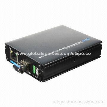 PoE 10/100M Fast Ethernet SFP Media Converter Fiber-optic, Use SFP Optical Module, DC 48～55V